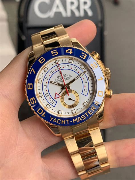 rolex yacht-master ii yellow gold on wrist|yacht master rolex price.